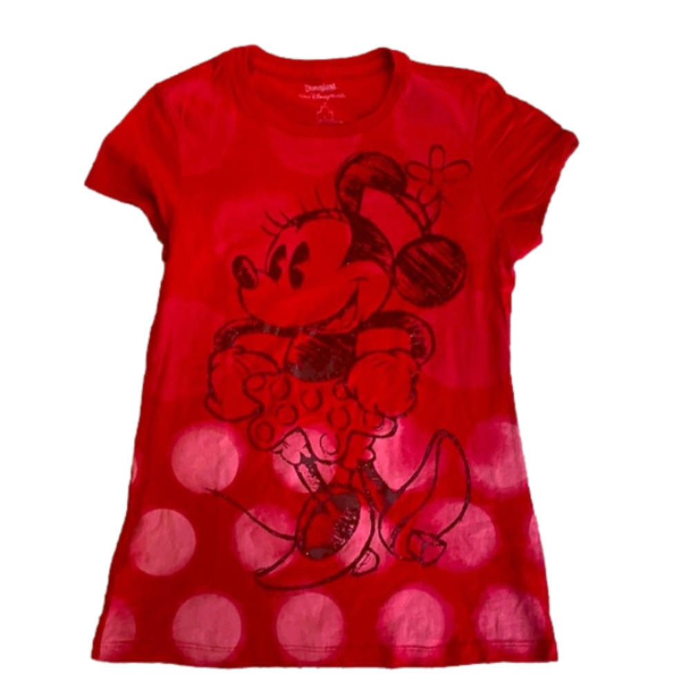 Disney Parks Minnie Red Tee Large with velvet and glitter